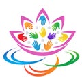 Care logo abstract flower lotus hands design Royalty Free Stock Photo