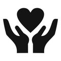 Care love support icon simple vector. Unit shield