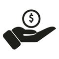 Care money coin hand icon simple vector. Investment credit