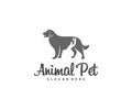 Care Pets Logo dog cat design vector template. Animals Veterinary clinic Logotype concept outline icon Royalty Free Stock Photo