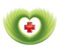 Red cross in green heart