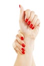 Care for sensuality woman nails Royalty Free Stock Photo