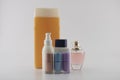 Care set consisting of shampoo, lotion, soap, nail polish, sun cream.