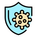 Care shield virus icon color outline vector Royalty Free Stock Photo