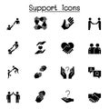 Care, support and sympathize icon set in glyph style Royalty Free Stock Photo