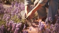 Agriculture woman picking flower farmer plant gardener