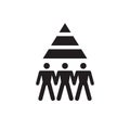 Career - black icon design. Group of people and pyramid. Teamwork friendship sign. Recruitment symbol. Vector illustration.