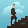 Career business conceptual illustration with businessman going upstairs. Image for web sites, articles, magazines