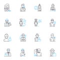 Career choices linear icons set. Vocation, Ambition, Occupation, Profession, Path, Calling, Trade line vector and