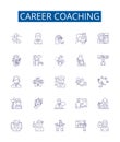 Career coaching line icons signs set. Design collection of Career, Coaching, Mentoring, Advice, Counseling, Goals