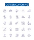 Career coaching line icons signs set. Design collection of Career, Coaching, Mentoring, Advice, Counseling, Goals