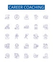 Career coaching line icons signs set. Design collection of Career, Coaching, Mentoring, Advice, Counseling, Goals