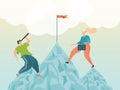 Career concept, growth progress and achievement business success as climbing mountain, vector illustration design