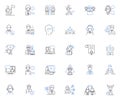 Career and coordination line icons collection. Navigation, Planning, Strategy, Alignment, Integration, Connection