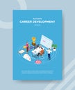 career development concept people standing sitting use desktop computer around calendar or template of banner and flyer for