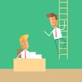 Career development. Man climbs up the stairs. Royalty Free Stock Photo