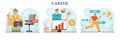 Career development set. Employee qualification increase and skills