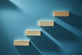 Career development. Step by step. Goal achievement concept. Wooden stairs symbolize growth. Increasing order of blocks Royalty Free Stock Photo