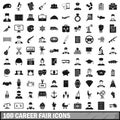 100 career fair icons set, simple style