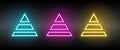 career, finance, pyramid neon vector icon. Illustration neon blue, yellow, red icon set.