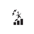 career growth black vector concept icon. career growth flat illustration, sign Royalty Free Stock Photo