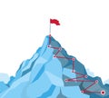 Career growth concept. Mountain route infographic, business success, trekking or hiking outdoor activities, road to goal