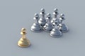 Career growth. Golden and silver chess figures. Teamwork and team building. Leadership skill. Director of company