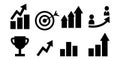 Career growth icons set. Set of motivational and target symbols. Business and personal growth concept. Vector illustration in a Royalty Free Stock Photo