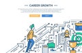 Career Growth line flat design website banner