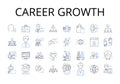 Career growth line icons collection. Professional development, Personal success, Job advancement, Employment progress