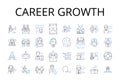 Career growth line icons collection. Professional development, Personal success, Job advancement, Employment progress