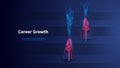 Career growth low poly wireframe vector banner template
