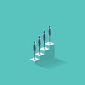 Career growth vector illustration concept with business people standing on stairs to the top. Job and work development