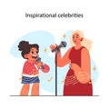 Career guidance for children. Celebrities inspiring and helping a kid Royalty Free Stock Photo