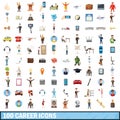 100 career icons set, cartoon style Royalty Free Stock Photo