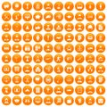 100 career icons set orange