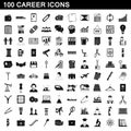 100 career icons set, simple style