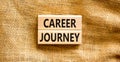 Career journey symbol. Concept words Career journey on wooden blocks on a beautiful canvas table canvas background. Businessman Royalty Free Stock Photo