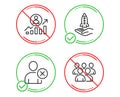 Career ladder, Crowdfunding and Delete user icons set. Group sign. Vector