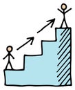 Career ladder doodle. Success steps color icon