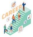 Career ladder, isometric illustration skill, responsibility, or authority