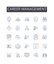 Career management line icons collection. Job development, Work progress, Employment strategy, Professional planning