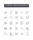 Career management line icons collection. Job development, Work progress, Employment strategy, Professional planning