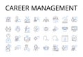 Career management line icons collection. Job development, Work progress, Employment strategy, Professional planning