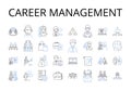 Career management line icons collection. Job development, Work progress, Employment strategy, Professional planning