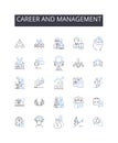 Career and management line icons collection. Profession, Occupation, Vocation, Employment, Business, Enterprise, Job