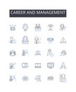 Career and management line icons collection. Profession, Occupation, Vocation, Employment, Business, Enterprise, Job