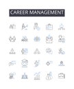 Career management line icons collection. Job development, Work progress, Employment strategy, Professional planning