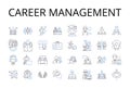 Career management line icons collection. Job development, Work progress, Employment strategy, Professional planning