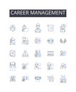 Career management line icons collection. Salary, Earnings, Revenue, Profit, Wage, Compensation, Remuneration vector and